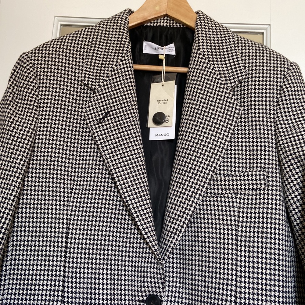 MANGO oversized houndstooth wool blend blazer blogger favorite - Picture 10 of 12